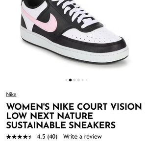 Nike Women's Court Vision Low Sneakers - Black, White, and Pink